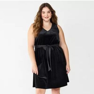 Draper James RSVP Sleeveless Knot-Waist Velvet Dress Black, Plus Sizes 2X  3X